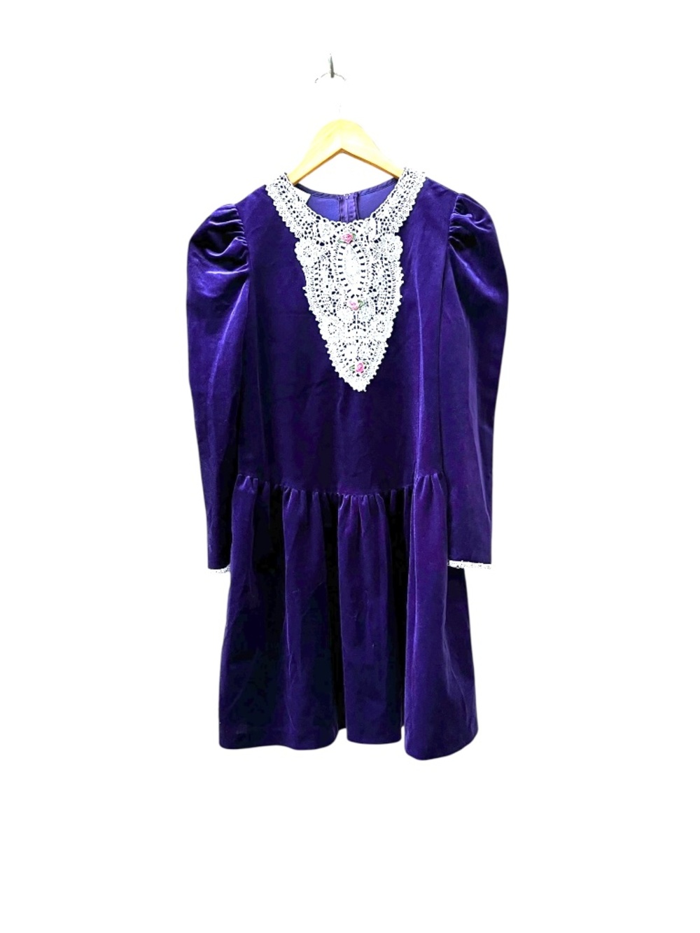 Vintage Purple Velvet Cottagecore Dress Girl's 14